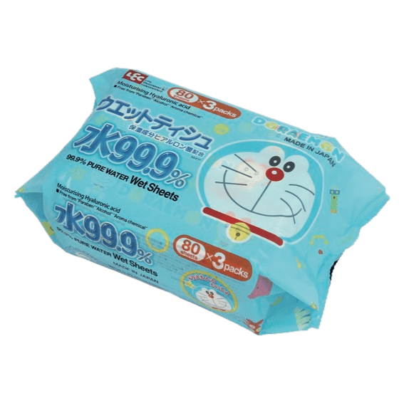 ドラえもん 水99.9%ウエットティシュ80枚×3 商品画像1枚目